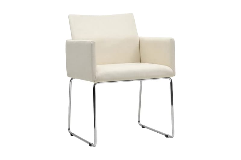 Spisebordsstole 4 Stk. Hør-Look Hvid - Creme - Spisebordsstole & køkkenstole - Armstole