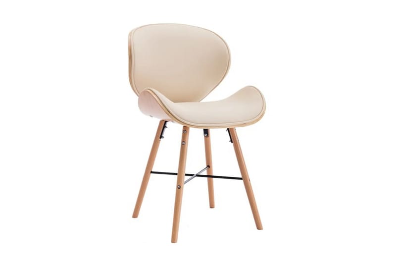 Spisebordsstole 4 Stk. Kunstlæder Og Bøjet Træ Cremefarvet - Spisebordsstole & køkkenstole - Armstole