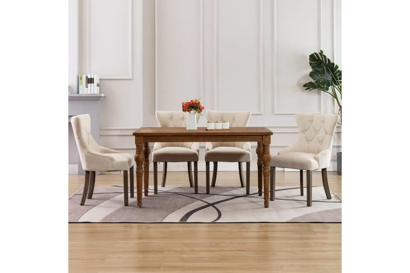 Spisebordsstole 4 stk. stof beige - Beige - Spisebordsstole & køkkenstole
