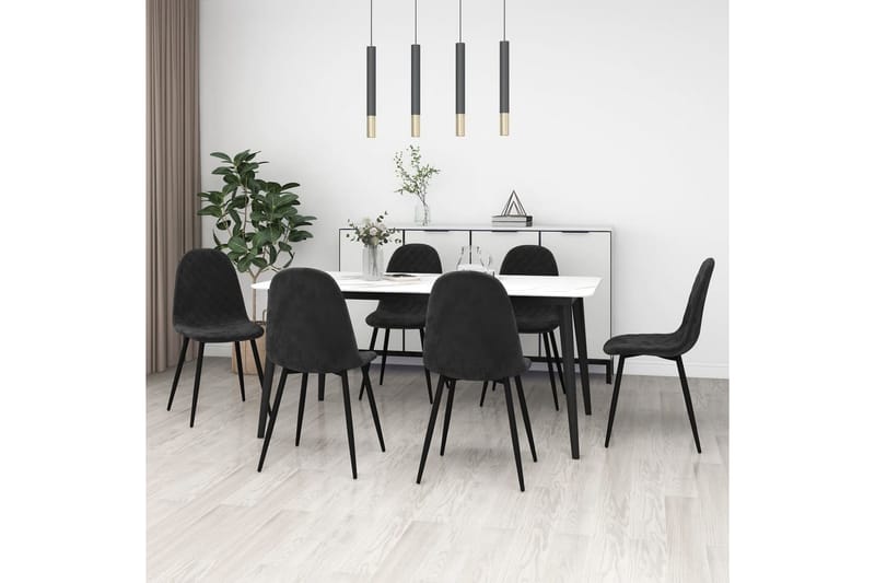spisebordsstole 6 stk. fløjl sort - Sort - Spisebordsstole & køkkenstole - Armstole