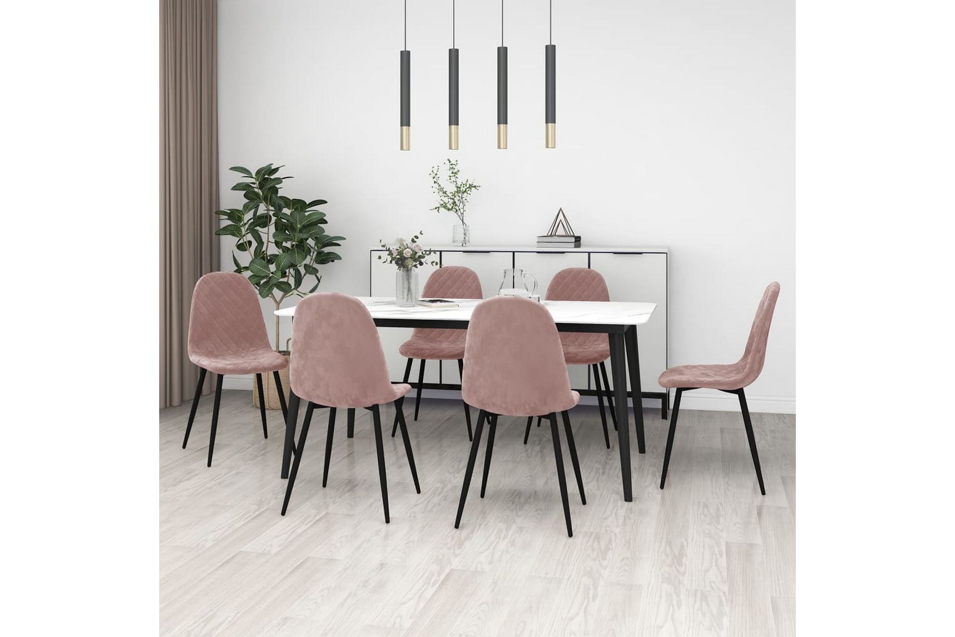 spisebordsstole 6 stk. fløjl pink - Lyserød - Møbler - Stole & lænestole