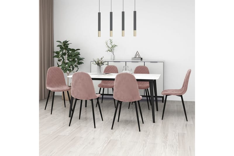 spisebordsstole 6 stk. fløjl pink - Lyserød - Spisebordsstole & køkkenstole - Armstole