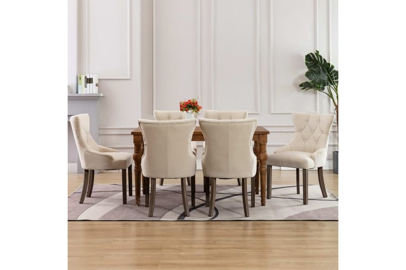 Spisebordsstole 6 stk. stof beige - Beige - Spisebordsstole & køkkenstole