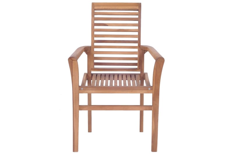 spisebordsstole 8 stk. med cremehvide hynder massivt teaktræ - Brun - Spisebordsstole & køkkenstole - Armstole