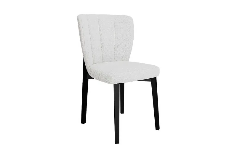 Aldbrough Spisebordsstol i Bouclé med Træben, Lys Beige