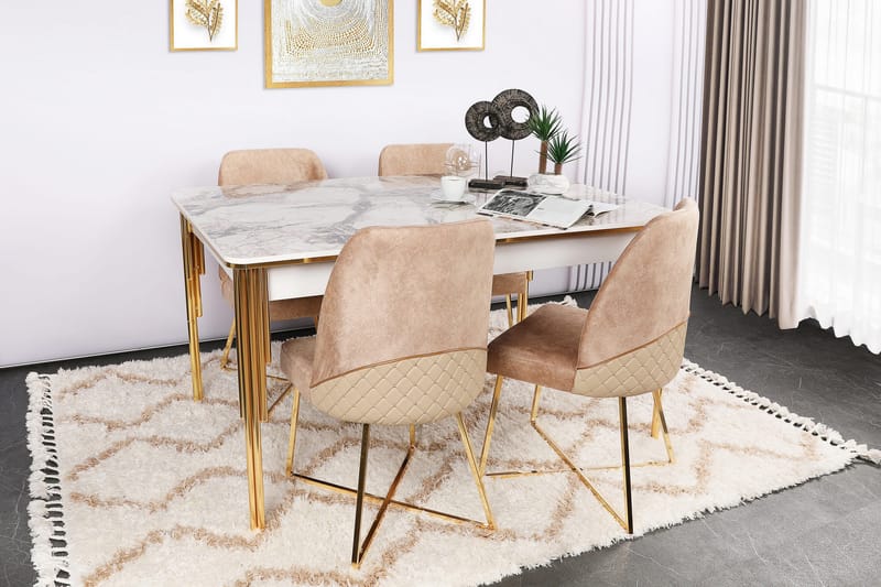 Alsacia Spisebordsstol 2 stk - Guld/Brun - Spisebordsstole & køkkenstole