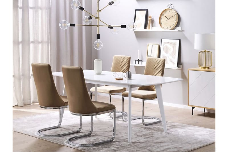 Altoona Spisebordsstol 2stk - Velour/Beige/Grå - Spisebordsstole & køkkenstole