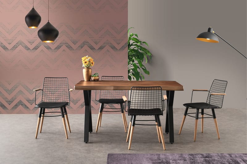 Amerbach Spisebordsstol 2 stk - Sort/Valnød - Spisebordsstole & køkkenstole
