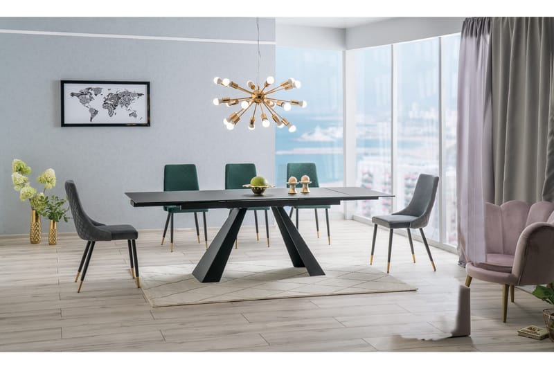 Apiano Spisebordsstol 2 stk - Velour/Sort - Spisebordsstole & køkkenstole