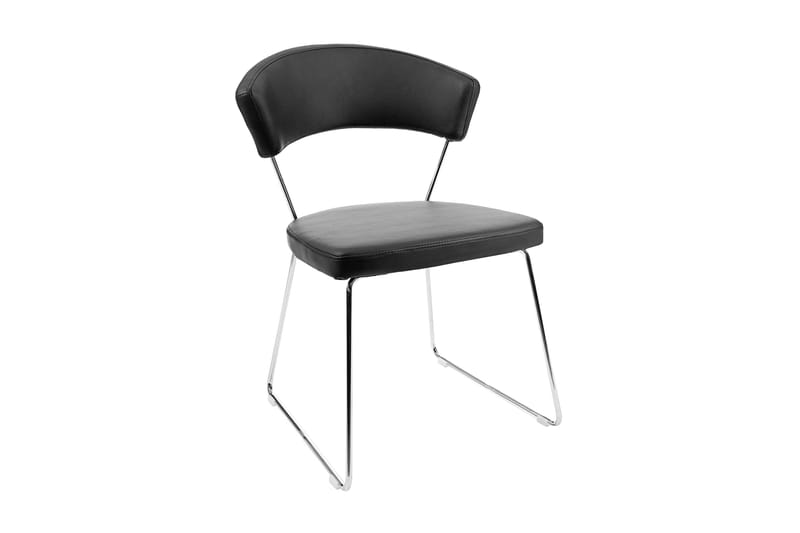 Avezzano Spisebordsstol Kunstlæder - Sort/Krom - Møbler - Stole & lænestole - Spisebordsstole & køkkenstole