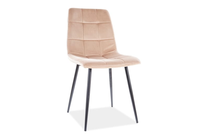 Axarnes Spisebordsstol - Velour/Beige/Sort - Spisebordsstole & køkkenstole
