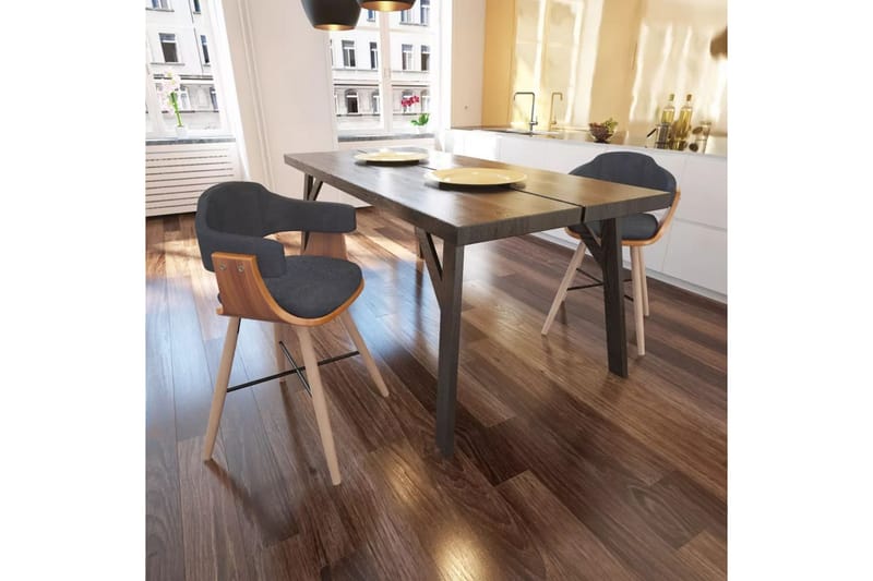 Bentwood Spisebordsstol Med Stofbetræk 2 Stk - Grå - Spisebordsstole & køkkenstole - Armstole