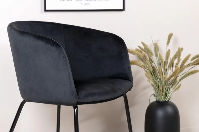 Berita Armstol med Armlæn - Velour/Sort - Møbler - Stole & lænestole - Spisebordsstole & køkkenstole