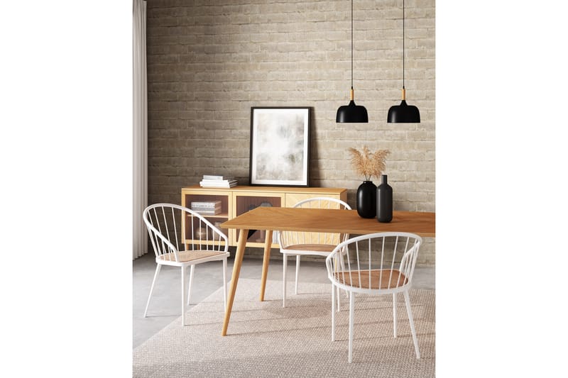 Bilev Spisebordsstol - Hvid/Natur - Spisebordsstole & køkkenstole - Armstole
