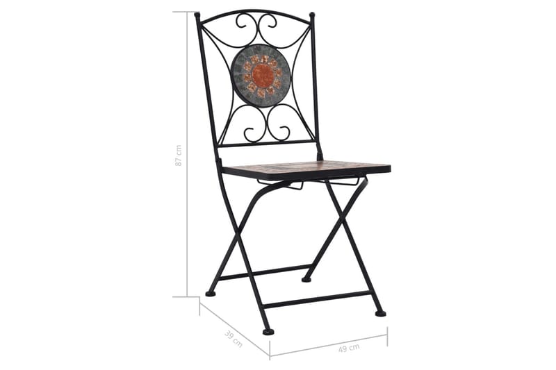 Bistrostole 2 Stk. Med Mosaikdesign Orange/Grå - Orange - Møbler - Stole & lænestole - Spisebordsstole & køkkenstole