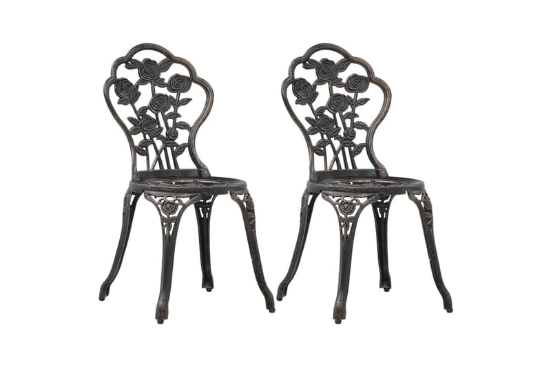 Bistrostole 2 Stk. Støbt Aluminium Bronzefarvet - Brun - Spisebordsstole & køkkenstole
