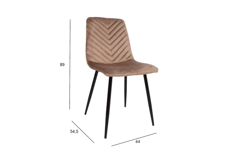 Brie Spisebordsstol i Fløjl med Metalben - Beige - Møbler - Stole & lænestole - Spisebordsstole & køkkenstole