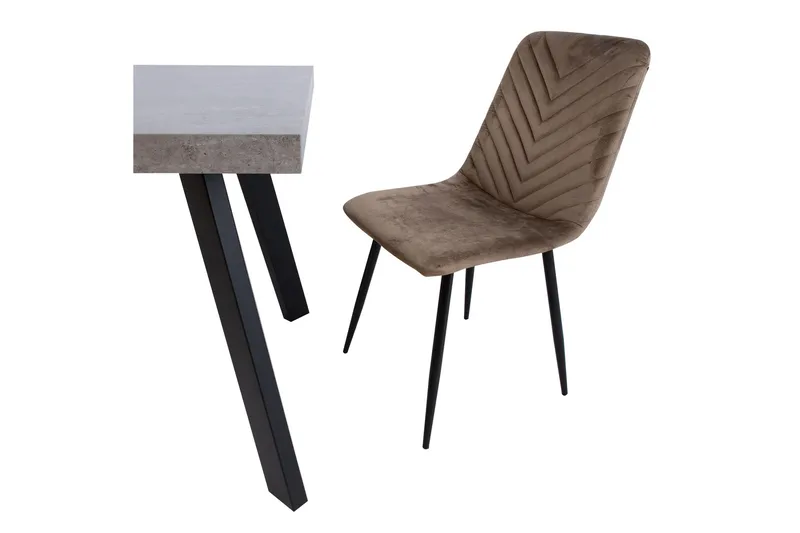 Brie Spisebordsstol i Fløjl med Metalben - Beige - Møbler - Stole & lænestole - Spisebordsstole & køkkenstole