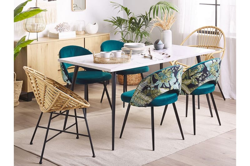 Cadian Stol 2 stk - Blå/Velour - Spisebordsstole & køkkenstole