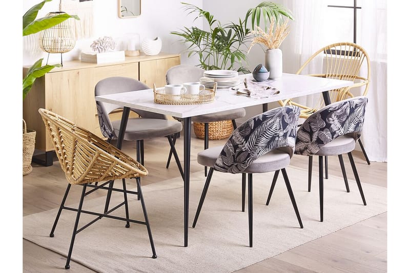Cadian Stol 2 stk - Grå/Velour - Spisebordsstole & køkkenstole