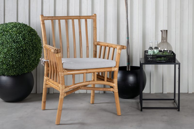 Carrien Spisebordsstol med Hynde - Bambus/Grå - Spisebordsstole & køkkenstole