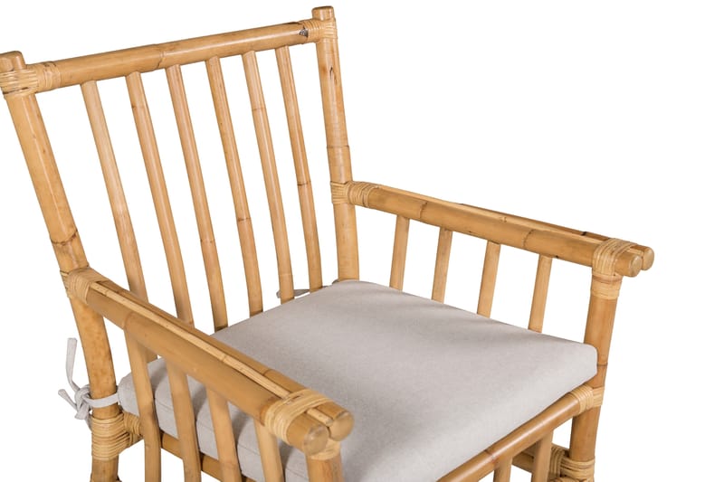 Carrien Spisebordsstol med Hynde - Bambus/Grå - Spisebordsstole & køkkenstole