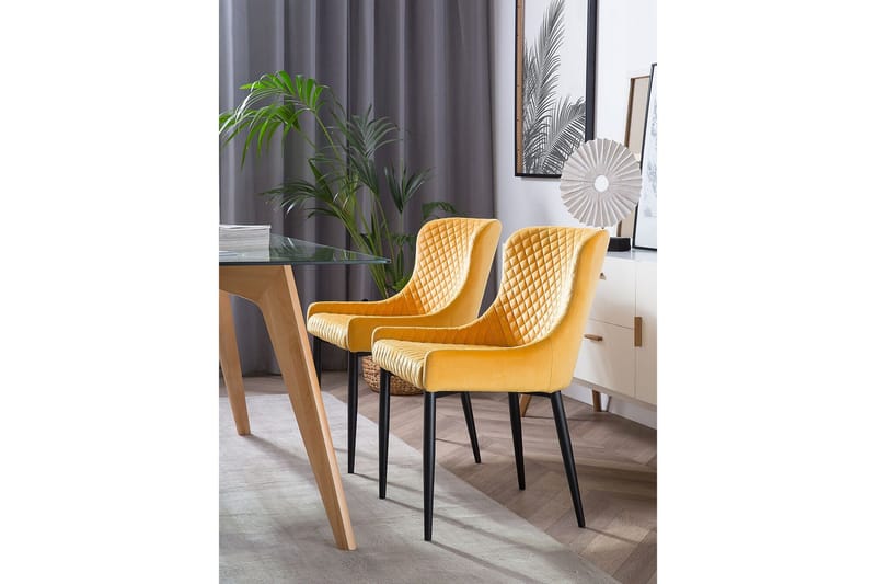 Colino stol 2-stk velour - Gul - Møbler - Stole & lænestole - Spisebordsstole & køkkenstole