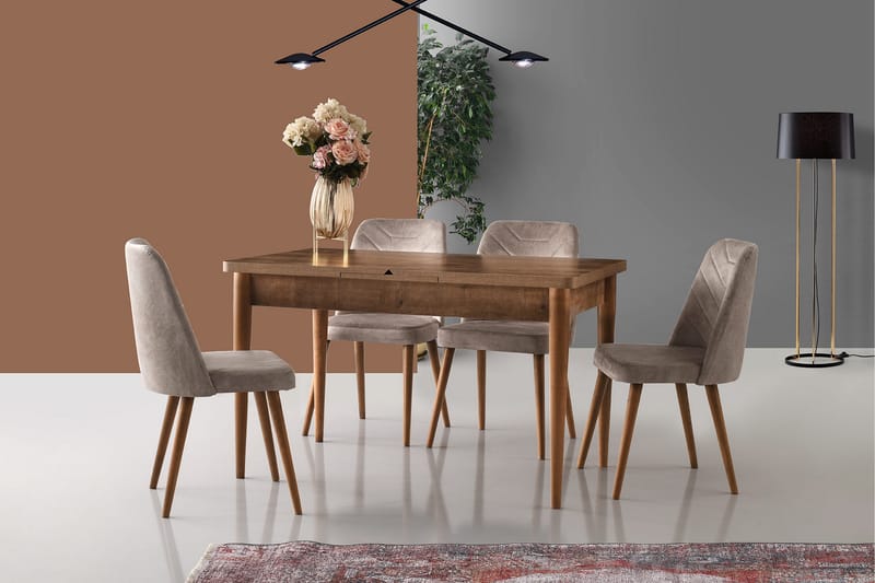 Denounce Spisebordsstol 2 stk - Valnød/Beige - Møbler - Stole & lænestole - Spisebordsstole & køkkenstole