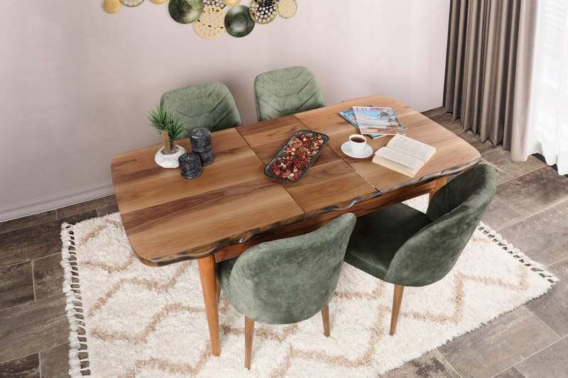 Denounce Spisebordsstol 2 stk - Valnød/Grøn - Spisebordsstole & køkkenstole