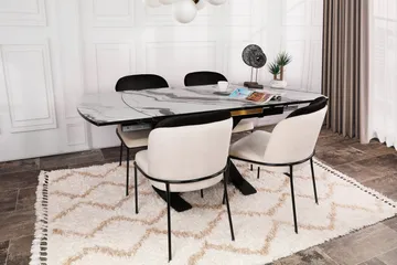 Dorellez Spisebordsstol - Sort/Beige - Møbler - Stole & lænestole - Spisebordsstole & køkkenstole