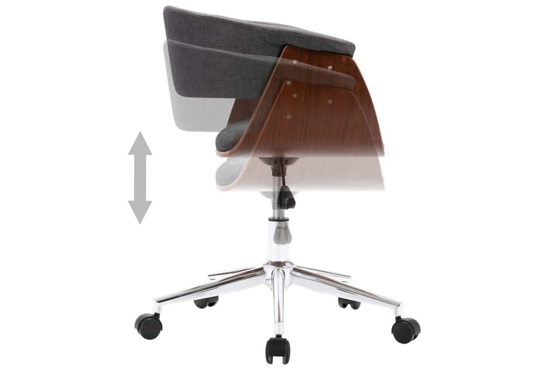 Drejelig Spisebordsstol Bøjet Træ Og Stof Grå - Spisebordsstole & køkkenstole - Armstole