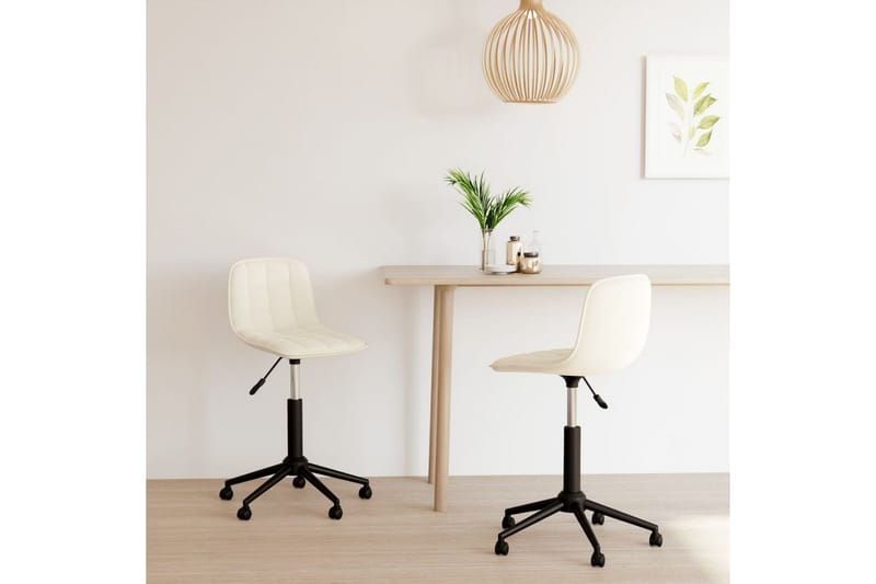 drejelige spisebordsstole 2 stk. fløjl cremefarvet - Creme - Spisebordsstole & køkkenstole