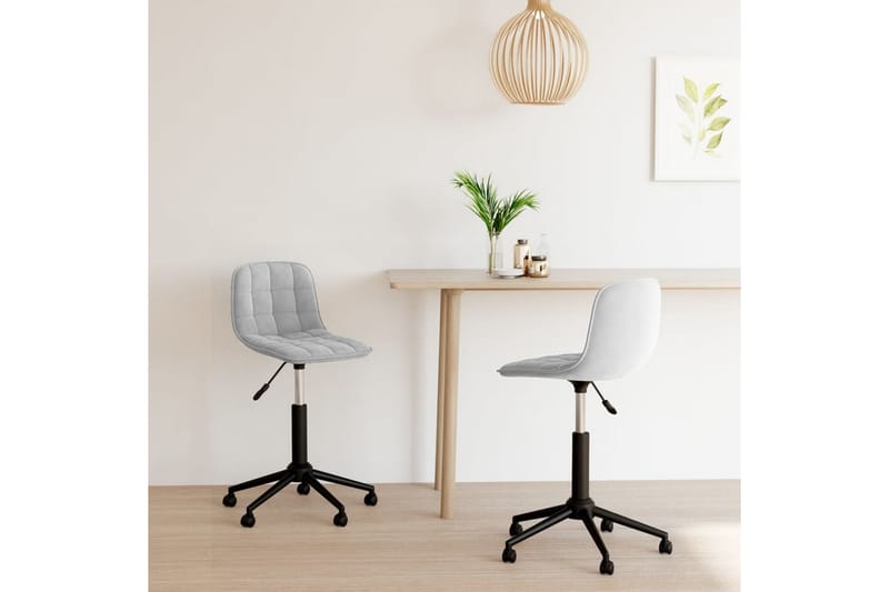 drejelige spisebordsstole 2 stk. fløjl lysegrå - Grå - Spisebordsstole & køkkenstole