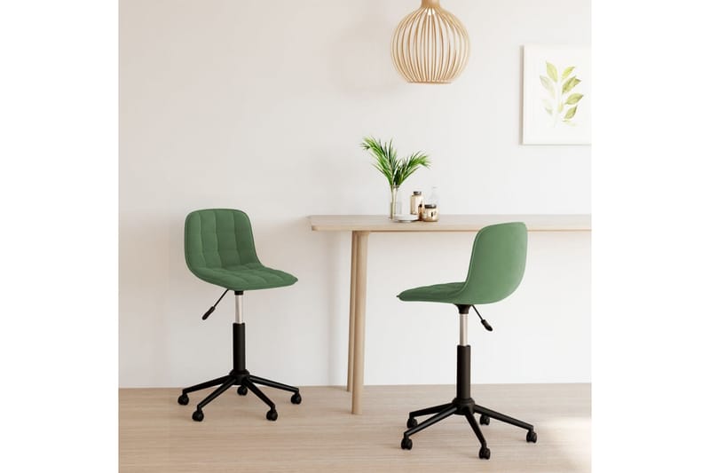 drejelige spisebordsstole 2 stk. fløjl mørkegrøn - Grøn - Spisebordsstole & køkkenstole