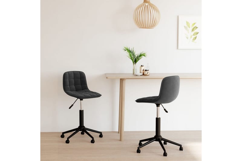 drejelige spisebordsstole 2 stk. fløjl sort - Sort - Spisebordsstole & køkkenstole