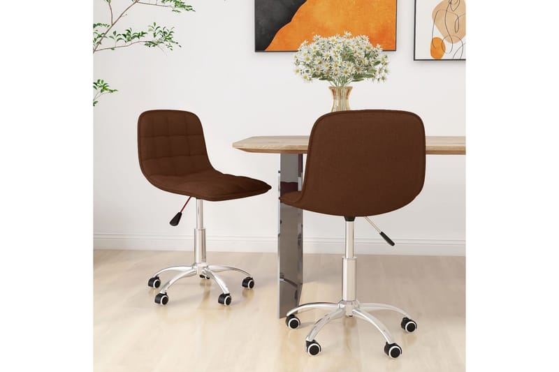 drejelige spisebordsstole 2 stk. stof brun - Brun - Spisebordsstole & køkkenstole
