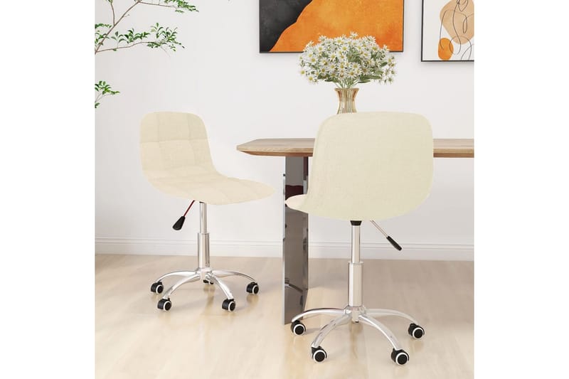 drejelige spisebordsstole 2 stk. stof cremefarvet - Creme - Spisebordsstole & køkkenstole