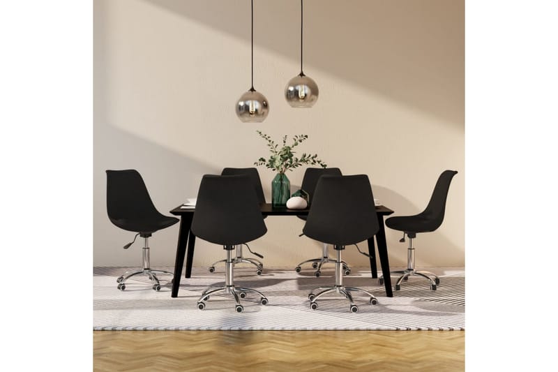 drejelige spisebordsstole 6 stk. stof sort - Sort - Spisebordsstole & køkkenstole