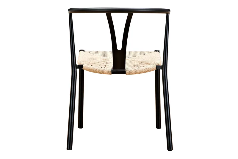 Elysia Spisebordsstol med Armlæn - Sort/Naturrattan - Møbler - Stole & lænestole - Spisebordsstole & køkkenstole