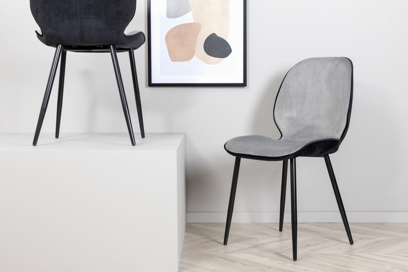 Emsa Spisebordsstol - Velour/Lysegrå/Sort - Spisebordsstole & køkkenstole