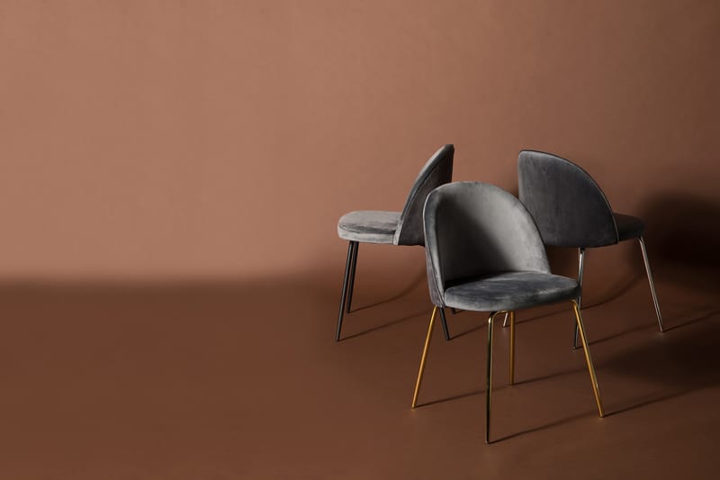 Felipe Spisebordsstol Velour - Grå/Krom - Møbler - Stole & lænestole - Spisebordsstole & køkkenstole