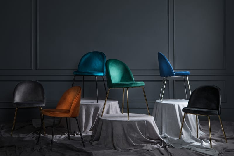 Felipe Spisebordsstol Velour - Grå/Messing - Møbler - Stole & lænestole - Spisebordsstole & køkkenstole