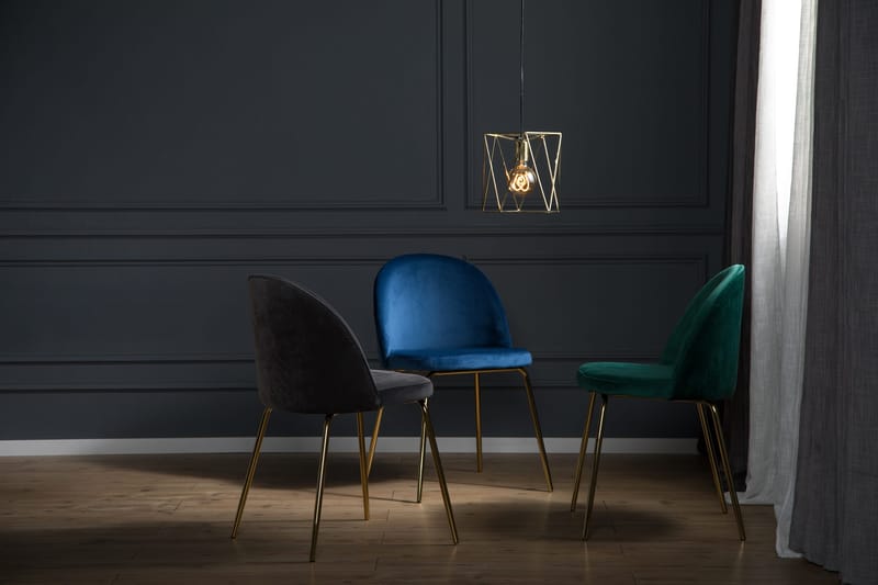 Felipe Spisebordsstol Velour - Grå/Messing - Møbler - Stole & lænestole - Spisebordsstole & køkkenstole