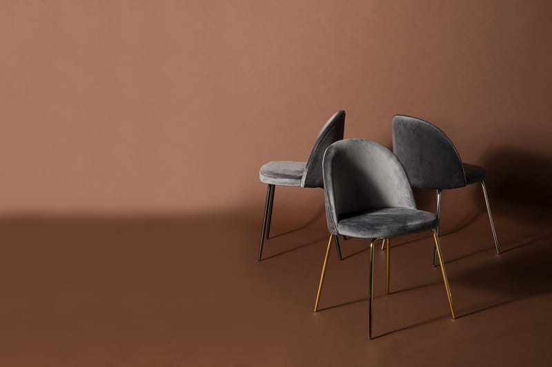Felipe Spisebordsstol Velour - Grå/Sort - Møbler - Stole & lænestole - Spisebordsstole & køkkenstole