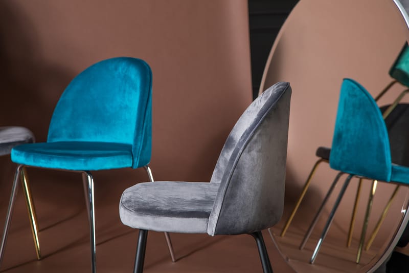 Felipe Spisebordsstol Velour - Grå/Sort - Møbler - Stole & lænestole - Spisebordsstole & køkkenstole