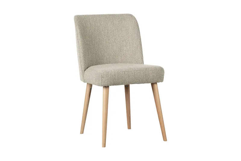 Forcea Spisebordsstol i Bouclé med Træben, Beige