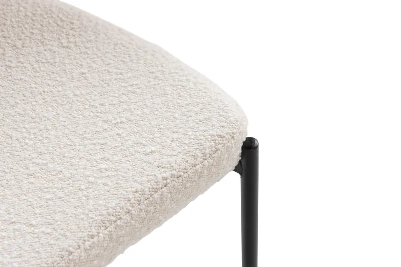 Gemmiano Teddy-stol – hvid spisebordsstol/køkkenstol i bouclé/teddy med sorte metalben - Hvid Teddy / sorte ben - Møbler - Stole & lænestole - Spisebordsstole & køkkenstole
