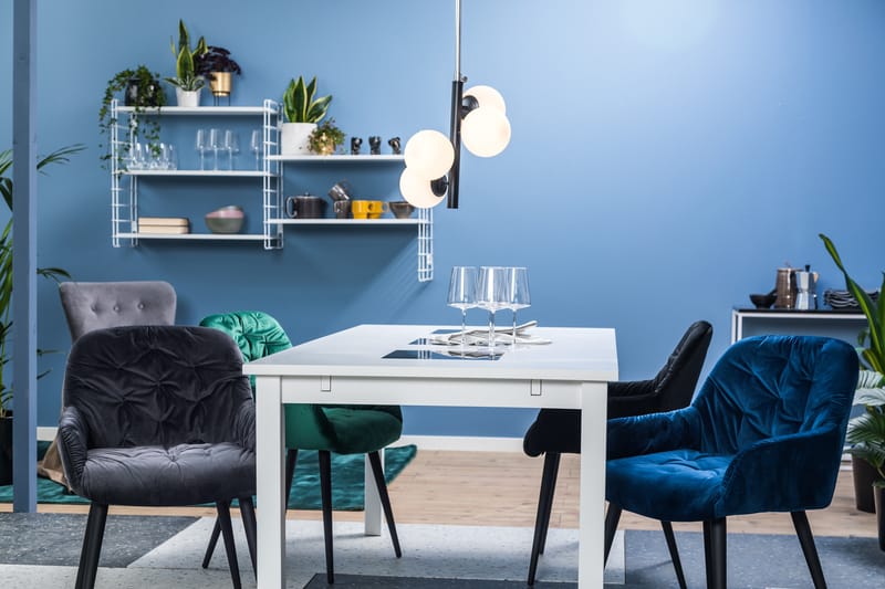 Giovanni Køkkenstol Velour - Blå/Sort - Spisebordsstole & køkkenstole - Armstole