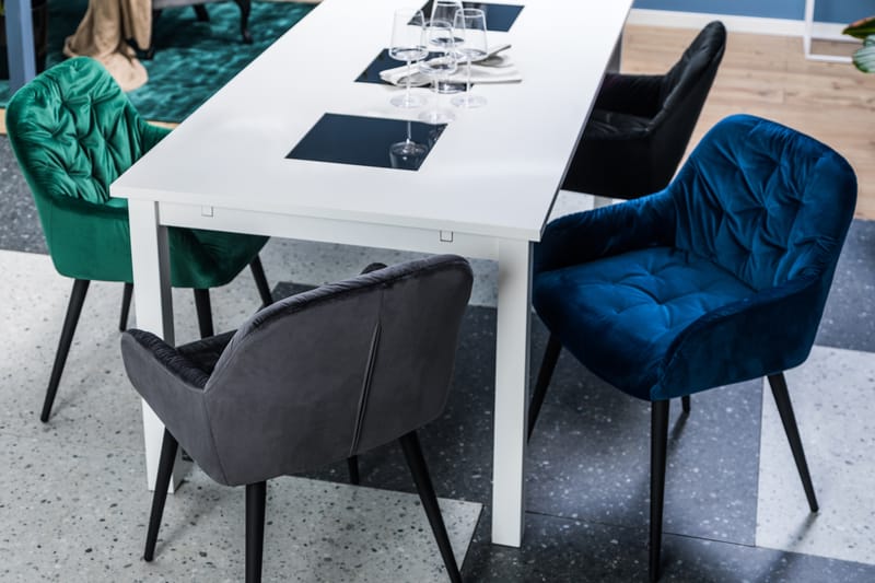 Giovanni Køkkenstol Velour - Blå/Sort - Spisebordsstole & køkkenstole - Armstole