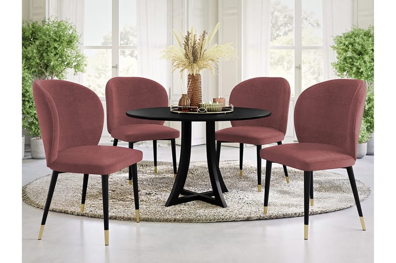 Glenarm Spisebordsstol i Fløjl med Metalfinish - Gammelrosa - Møbler - Stole & lænestole - Spisebordsstole & køkkenstole